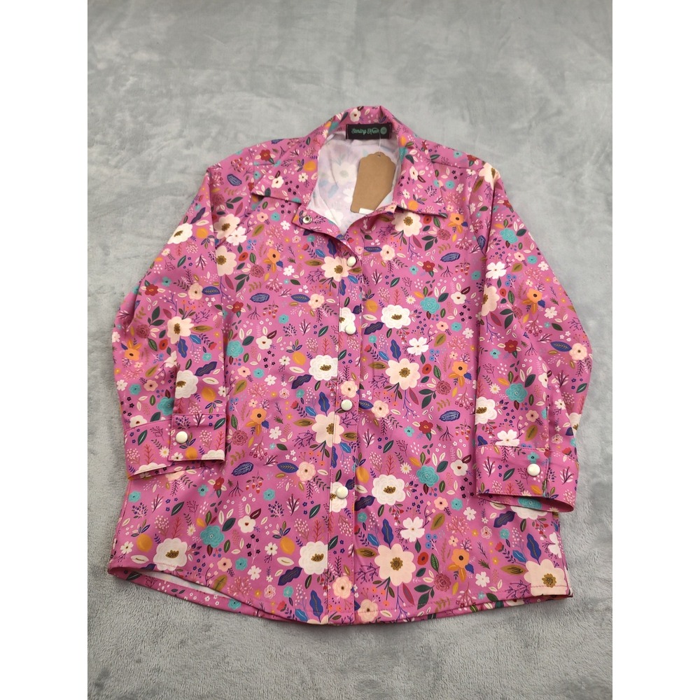 Sterling Kreek‎ Kids Girls Floral Button Up Shirt Pink Multi Size M